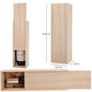 4.5 x 4.5 x 14.2 Inches Single Bottle Wooden Decorative Wine Box with Lid