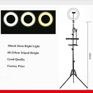 210cm Stick Tripod Phone Stand With 10" Selfie Ring Light