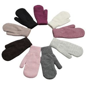 Colorful Knit Fleece Mittens