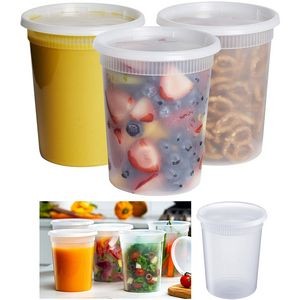 32 oz Plastic Deli Food Storage Containers With Airtight Lids