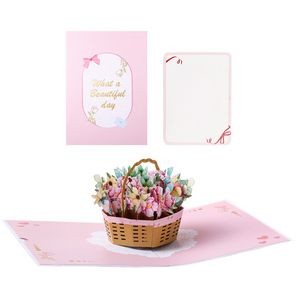 Custom 3D Flower Basket Pop Up Card