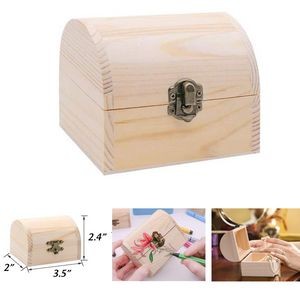 2 x 3.5 x 2.4 Inches Unfinished Natural Wood Color Wooden Treasure Chests Boxes
