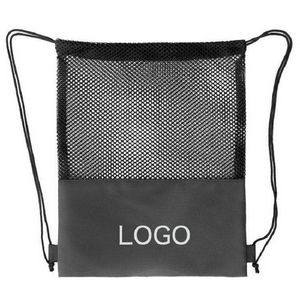 Mesh Bag With Drawstring Shoulder Straps For Outdoor