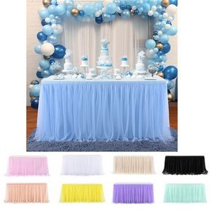 167 x 30 inches 2 Layers Baby Blue Tulle Table Skirt