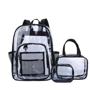 Transparent Clear Pvc With Mesh Pocket Backpack