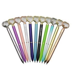 Metal Pens with Heart-Shaped Crystal