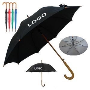 Auto Open Curved Wood Handle Umbrella