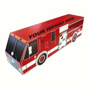 Fire Truck Bank w/Pre-printed stock graphics