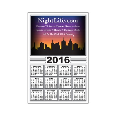 30 Mil Rectangle Large Size Calendar Magnet w/ Centralized Year (6"x3 1/2")