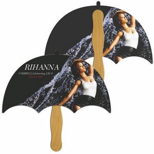 Umbrella Fan w/ Wooden Stick (2 Sides)