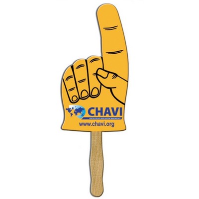 Hand w/Raised Finger Rally Hand Sign w/12" Wooden Stick