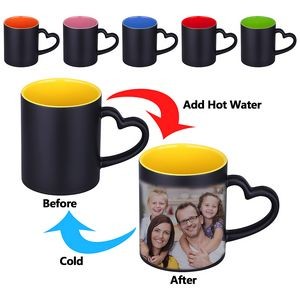 12 Oz. Magical Color Changing Mug Coffee Cup With Heart Handle