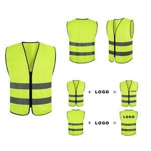 Uniform Size Reflective Safety Vest With Zipper