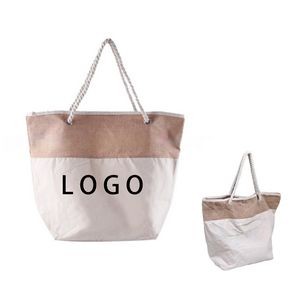 Cotton Canvas Rope Tote Bag