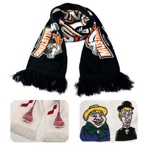 Custom Sports Fan Knitted Scarf With Fringe