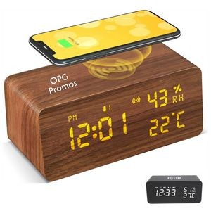 Wireless Charging Wooden Clock