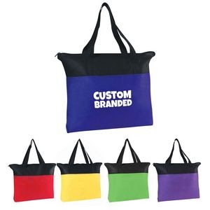 Custom Two-Tone Non-Woven Zippered Tote Bags