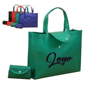 Foldable Non-woven Tote Bag With Snap Closure