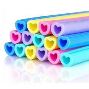 Reusable Silicone Heart Shaped Drinking Straws