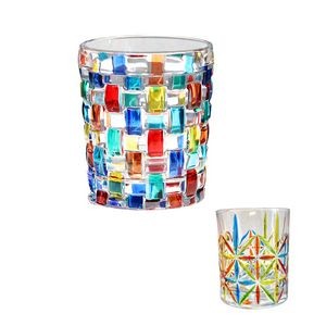 10 Oz Multi Color Glass Crystal Whiskey Glass