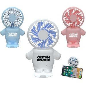 2-In-1 Astronaut Rechargeable Handheld Fan W/Phone Stand
