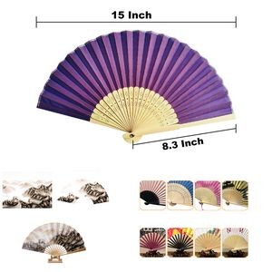 Bamboo Cloth Folding Hand Fan - Custom
