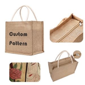 Burlap Tote Bags Custom Pattern Logo