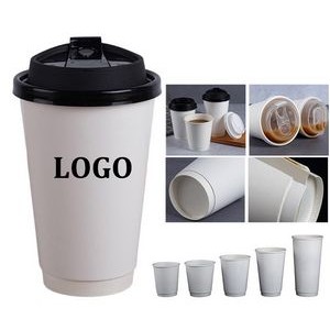 16oz Double-Wall Disposable Coffee Cup w/ Lid