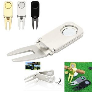 Magnetic Golf Divot Tool with Ball Marker Cigar Holder