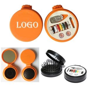 Round 3-In-1 Mirror With Comb And Sewing Kit