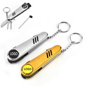 6 in 1 Multifunctional Golf Divot Tool Kit with Score Pen Cleaner Knife Wrench