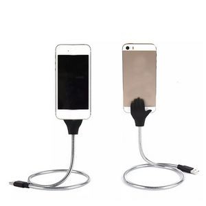 USB Coiled Stand Metallic Charging Cable