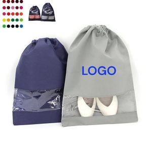 Non-woven Travel Storage Drawstring Shoe Bag with Clear Window