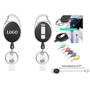 Retractable ID Card Badge Holders with Carabiner Reel Clip