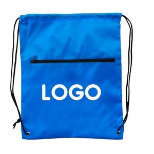 Sports Drawstring Bag W/ Front Zipper