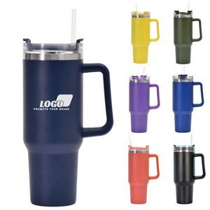 40 Oz. Vacuum Insulated Stainless Steel Tumbler with Handle & Straw