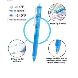 Erasable Retractable Clicker Gel Pen w/Premium Comfort Grip