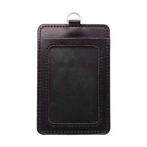Vertical PU Leather ID Badge/Card Holder w/1 Clear ID Window