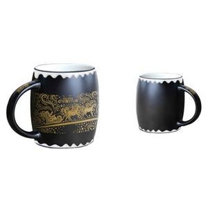 Drum Type Ceramic Coffee Cup;Glaze Drum Belly Ceramic cups-11oz