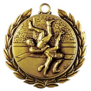 Regency Stock Medal w/ Wreath (Wrestling) 2 3/4"