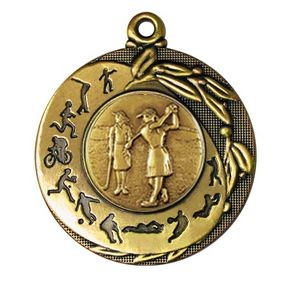 Stock Sport Silhouettes 2" Medal- Golf Female