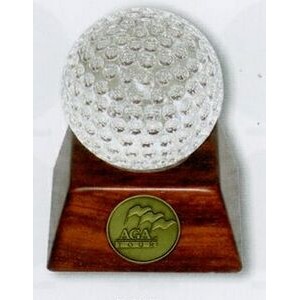 Crystal & Rosewood Finish Golf Ball Trophy 3