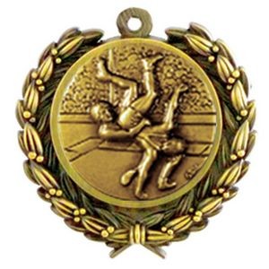 Stock Wrestling Medal w/ Sport Silhouettes (1 1/4")