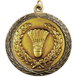 Stock Medal w/ Round Edge & Wreath (Badminton) 2 1/2"