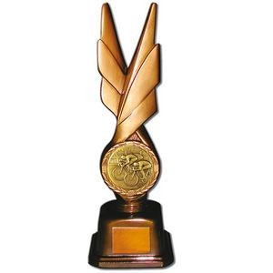 Stock Phoenix 12" Trophy with 2" Bicycling Coin and Engraving Plate