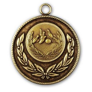 Stock Classic Wreath With Rope Edge 2" Medal- Bowling