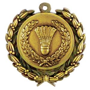 Stock Badminton Medal w/ Wreath Edge (1 1/4")