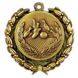 Stock Bowling Medal w/ Wreath Edge (1 1/4" )