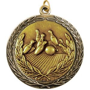 Stock Medal w/ Round Edge & Wreath (Bowling) 2 1/2"