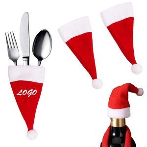 Mini Christmas Santa Hat Cutlery Cover Decoration Hat